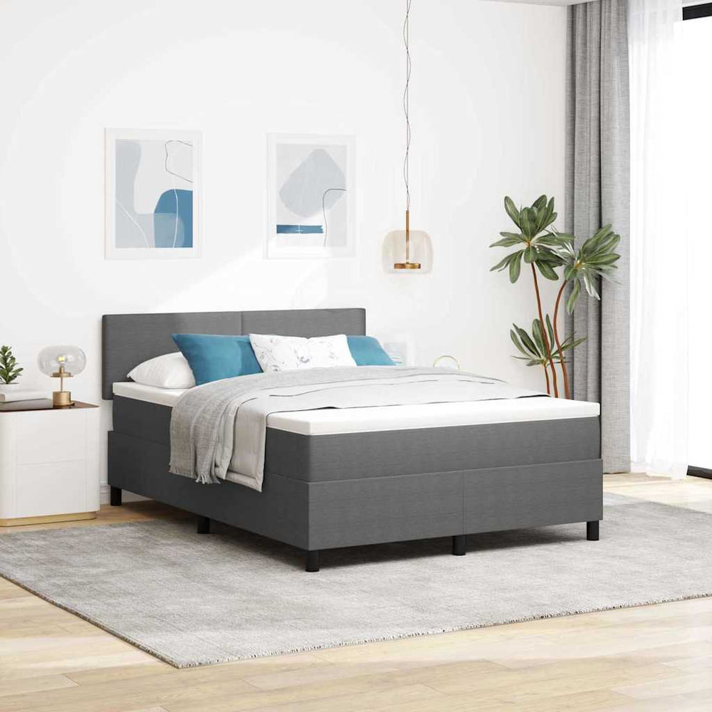 LED Boxspringbett 140x190 cm Hellgrau Cordstoff