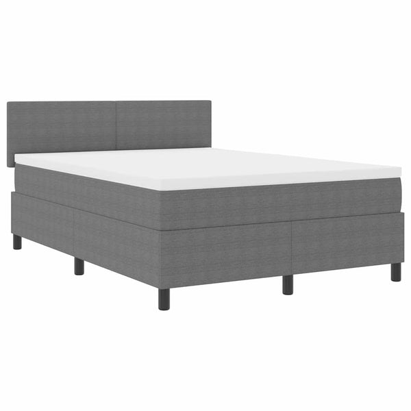 LED Boxspringbett 140x190 cm Hellgrau Cordstoff