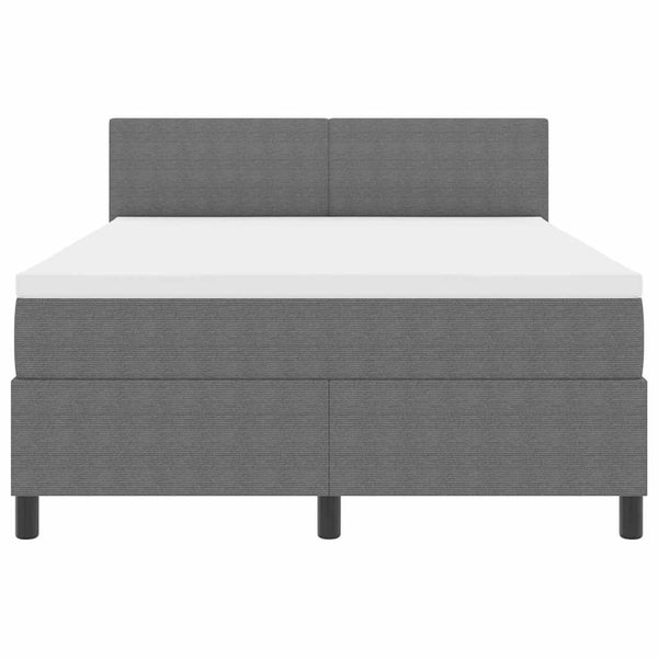 LED Boxspringbett 140x190 cm Hellgrau Cordstoff