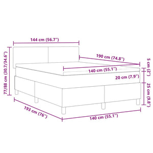 LED Boxspringbett 140x190 cm Dunkelgrau Cordstoff