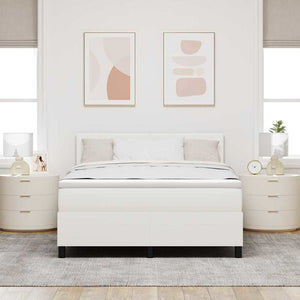 LED Boxspringbett 140x190 cm Creme Weiß Cordstoff