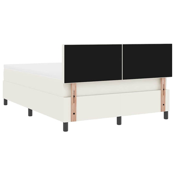 LED Boxspringbett 140x190 cm Creme Weiß Cordstoff