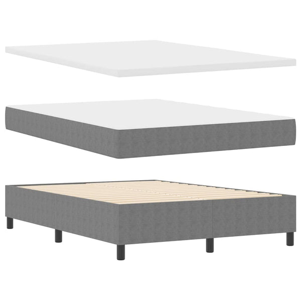 vidaXL Lit coffre à LED Gris clair et blanc 140 x 200 cm Tissu en velours côtelé
