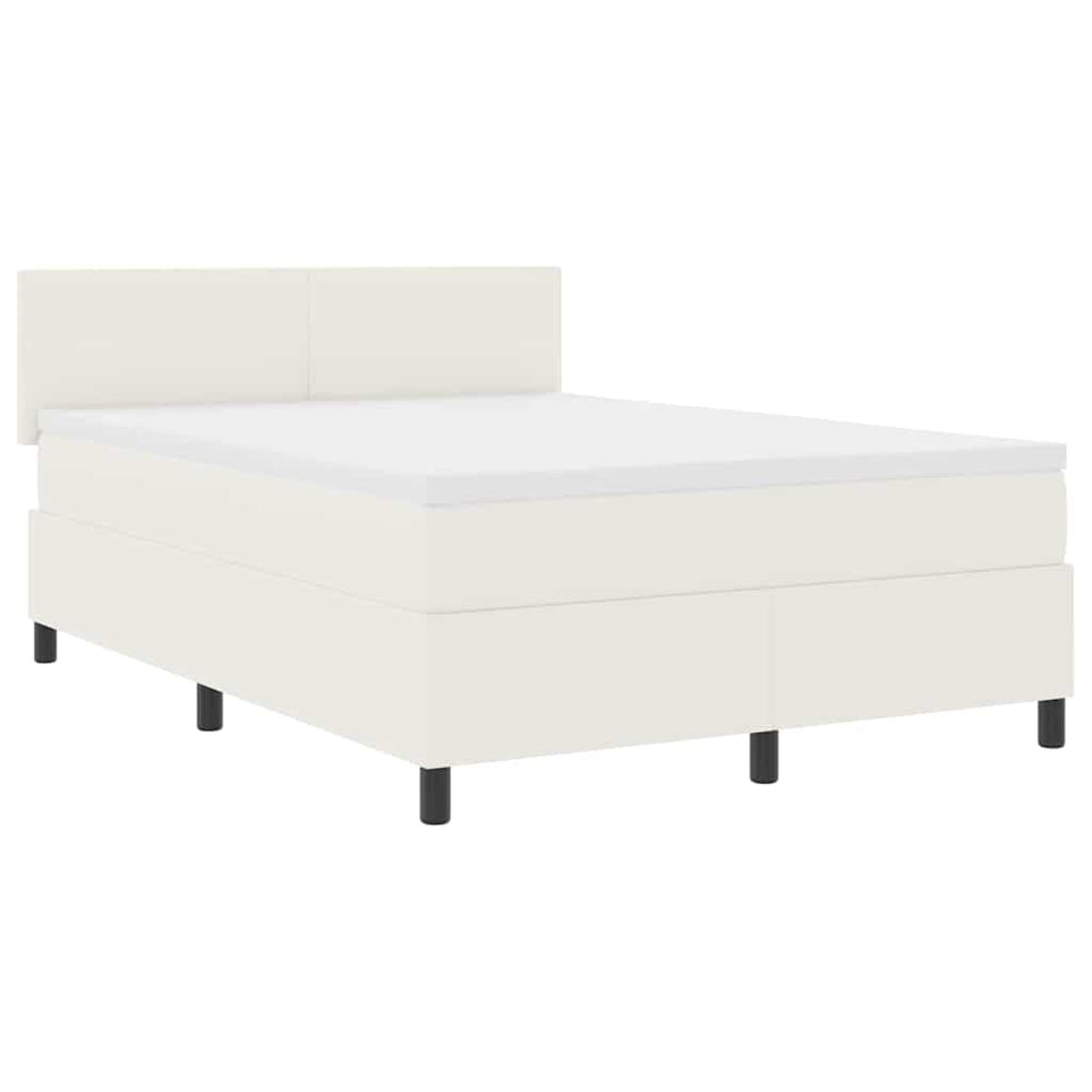 LED Boxspringbett 140x200 Creme Weiß Cordstoff