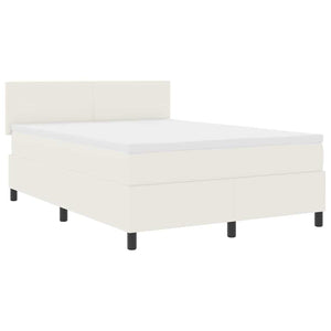 LED Boxspringbett 140x200 Creme Weiß Cordstoff