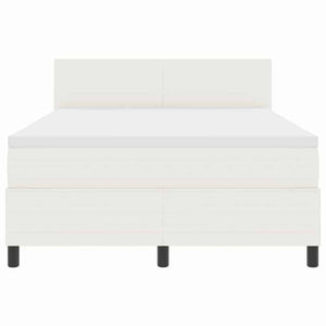 LED Boxspringbett 140x200 Creme Weiß Cordstoff