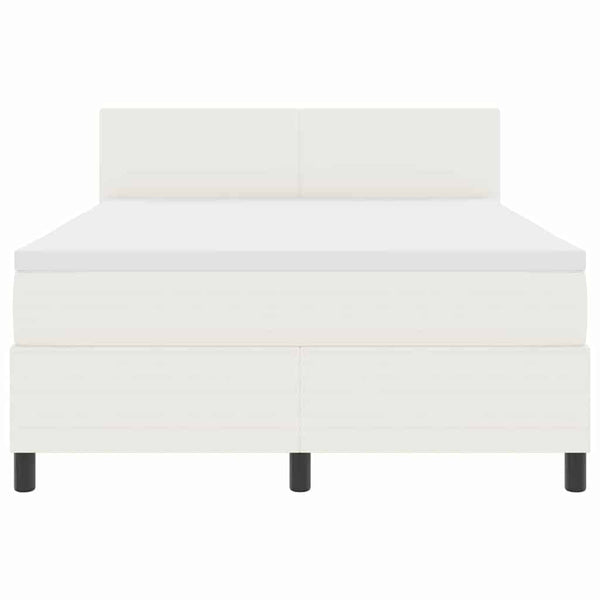 LED Boxspringbett 140x200 Creme Weiß Cordstoff