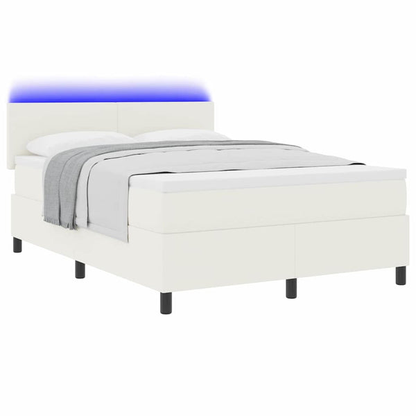 LED Boxspringbett 140x200 Creme Weiß Cordstoff