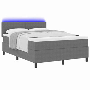 LED Boxspringbett 160x200 cm Hellgrau Cordstoff