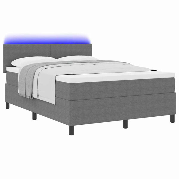 LED Boxspringbett 160x200 cm Hellgrau Cordstoff