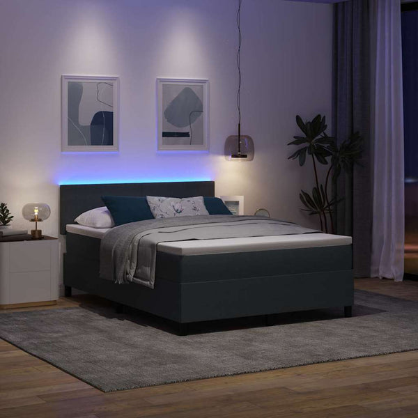LED Boxspringbett 160x200 Dunkelgrau Cordstoff