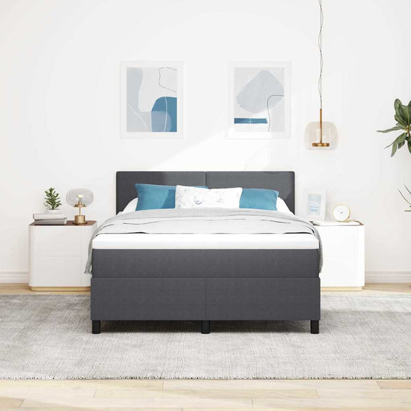 LED Boxspringbett 160x200 Dunkelgrau Cordstoff