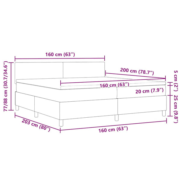 LED Boxspringbett Creme Weiß 160x200 cm