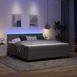 LED Boxspringbett 180x200 Hellgrau Cordstoff