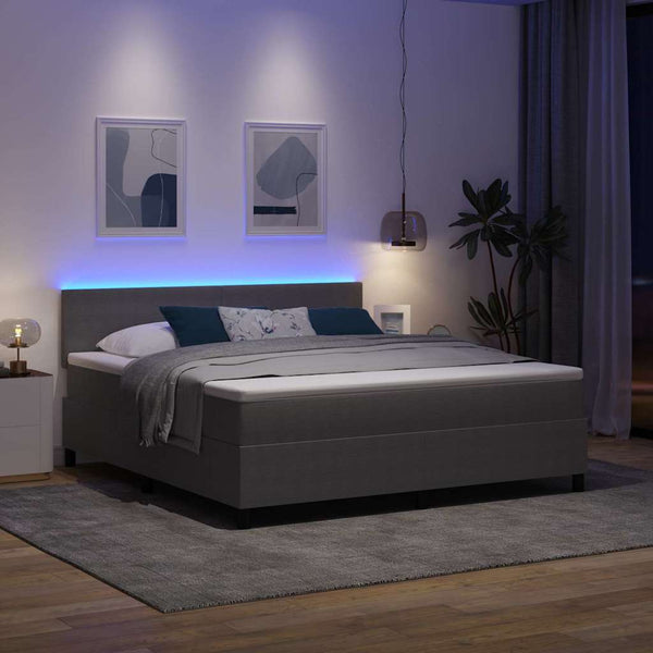 LED Boxspringbett 180x200 Hellgrau Cordstoff