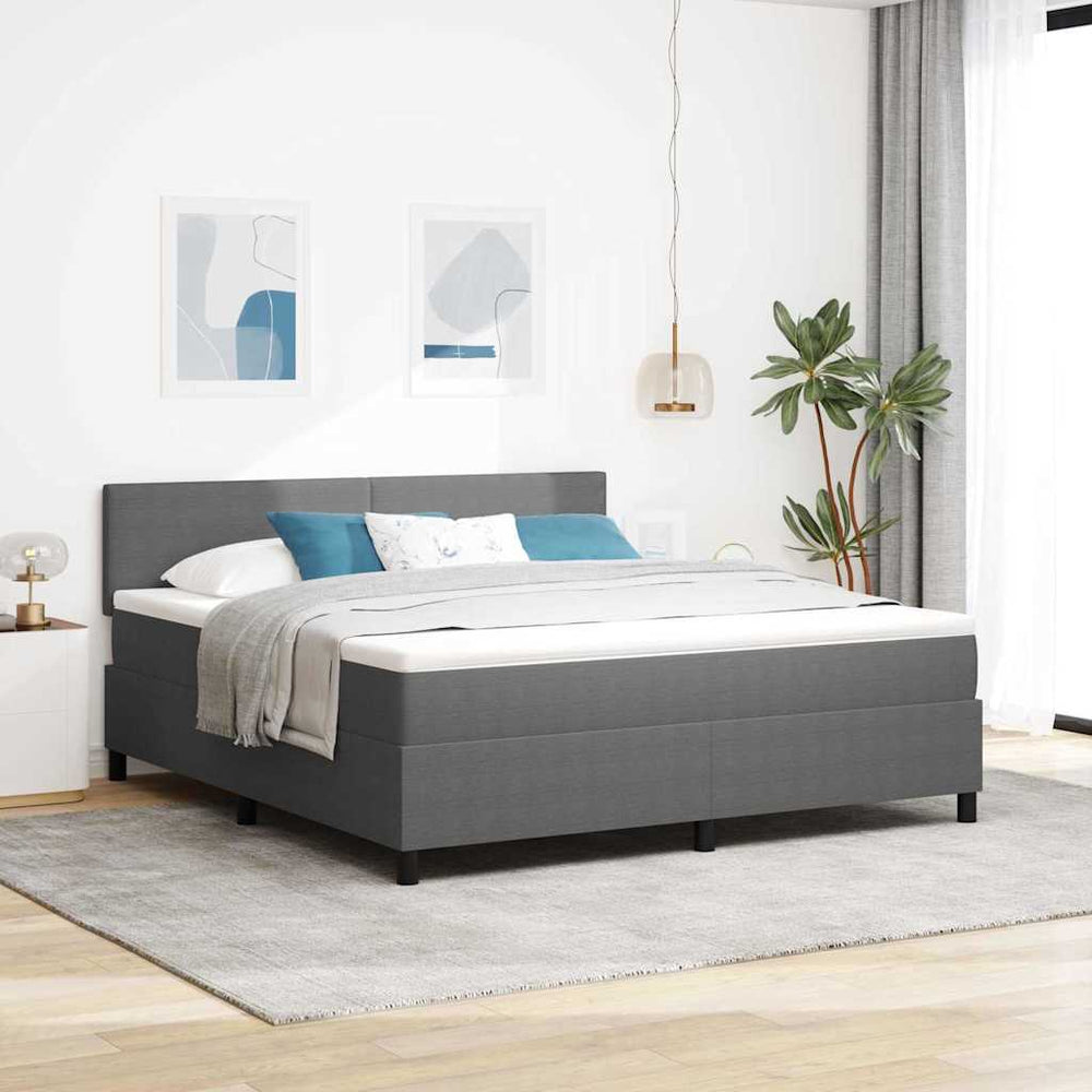LED Boxspringbett 180x200 Hellgrau Cordstoff