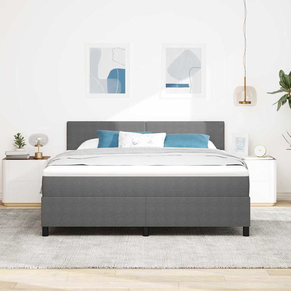 LED Boxspringbett 180x200 Hellgrau Cordstoff