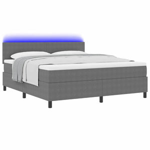 LED Boxspringbett 180x200 Hellgrau Cordstoff