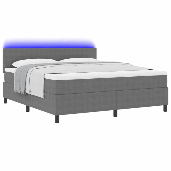 LED Boxspringbett 180x200 Hellgrau Cordstoff