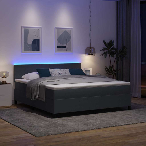 LED Boxspringbett 180x200 cm Dunkelgrau Cord