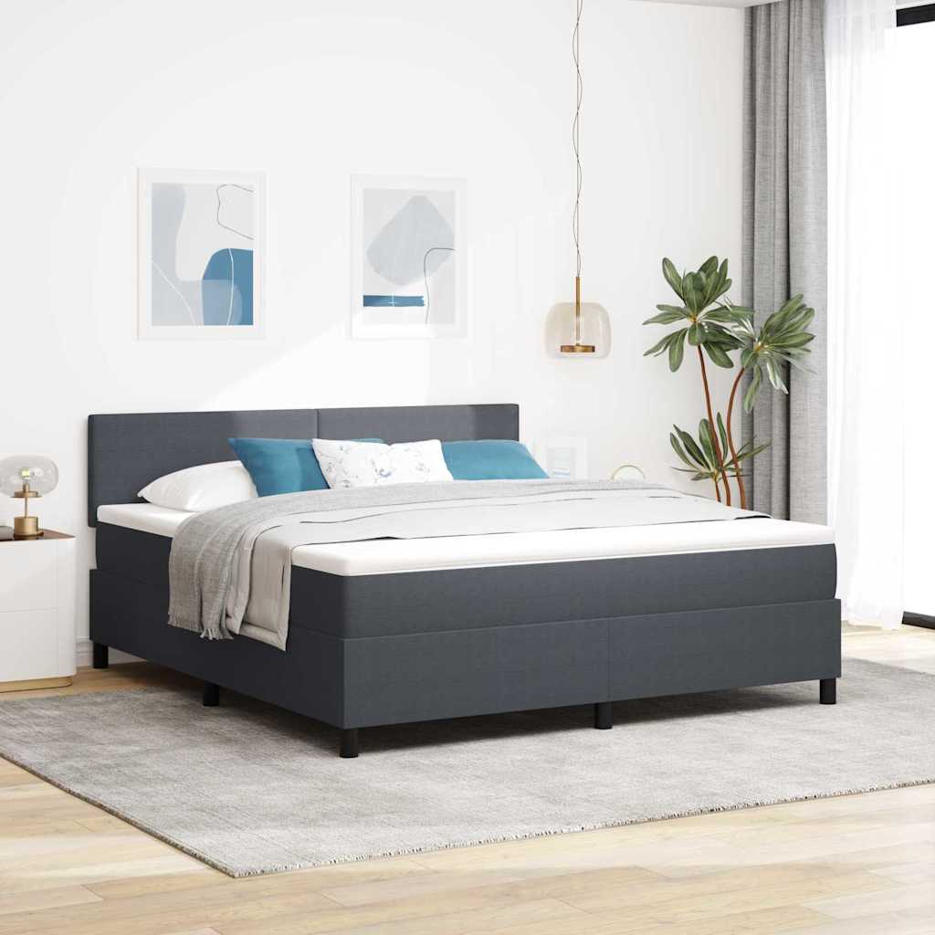 LED Boxspringbett 180x200 cm Dunkelgrau Cord