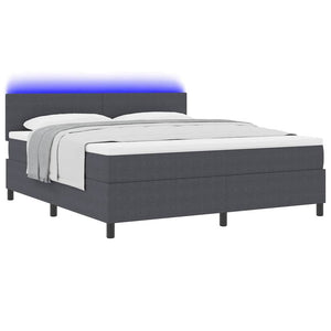 LED Boxspringbett 180x200 cm Dunkelgrau Cord
