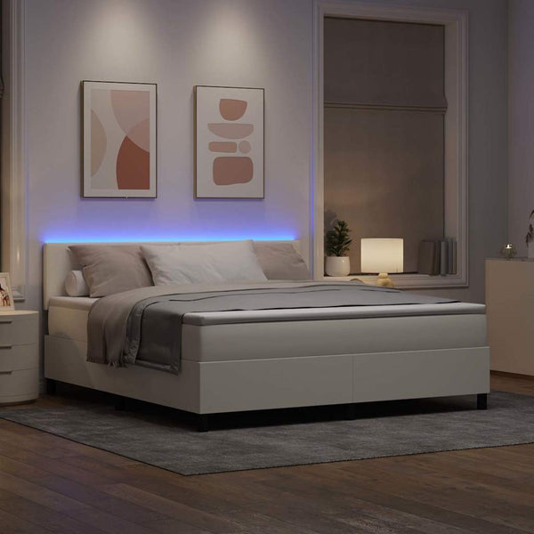 LED Boxspringbett 180x200 Creme Weiß Cord