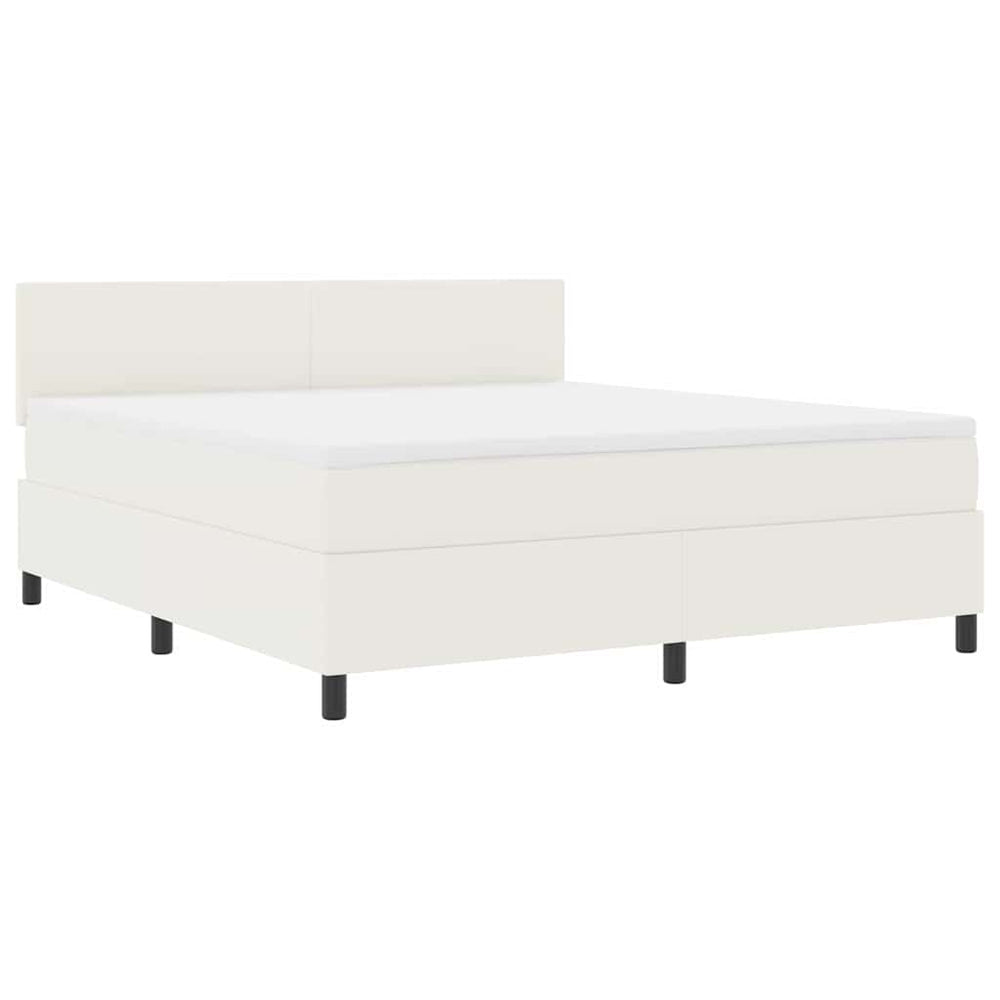 vidaXL LED Box Spring Bed Cream and White 180 x 200 cm Corduroy
