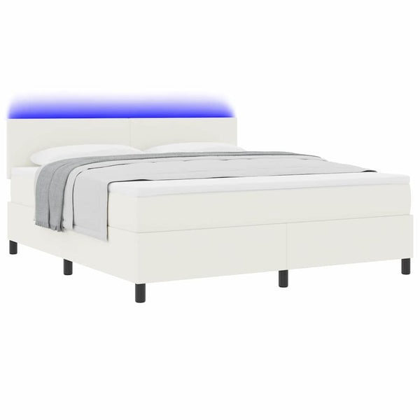 LED Boxspringbett 180x200 Creme Weiß Cord