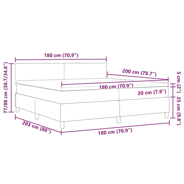 LED Boxspringbett 180x200 Creme Weiß Cord