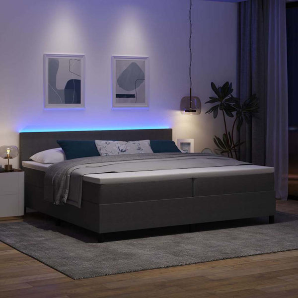 LED Boxspringbett 200x200 cm Hellgrau Cordstoff