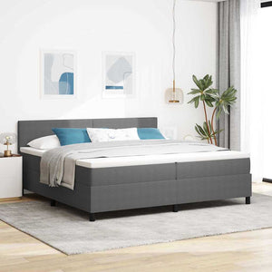 LED Boxspringbett 200x200 cm Hellgrau Cordstoff