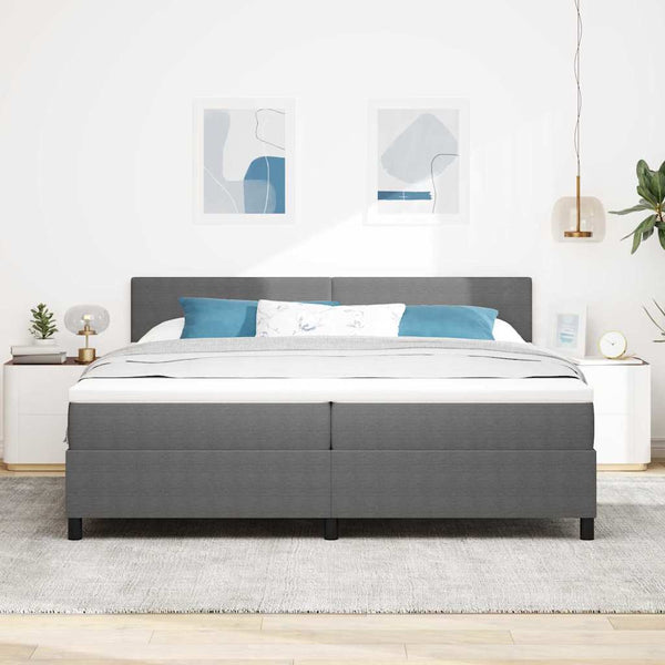 LED Boxspringbett 200x200 cm Hellgrau Cordstoff