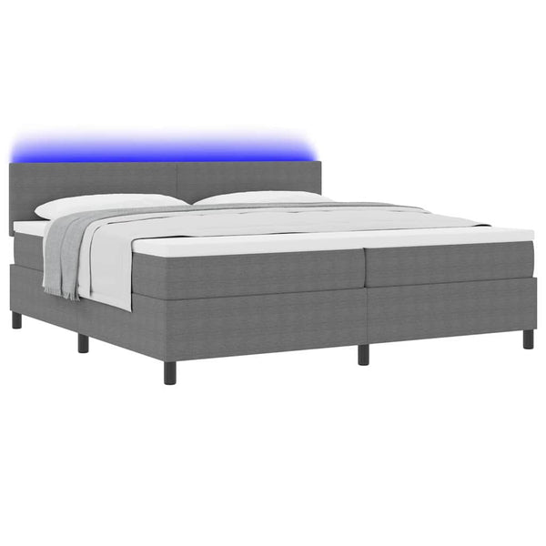 LED Boxspringbett 200x200 cm Hellgrau Cordstoff
