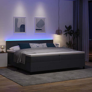 LED Boxspringbett 200x200 Dunkelgrau Cordstoff