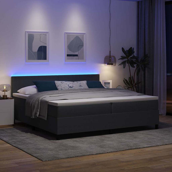 LED Boxspringbett 200x200 Dunkelgrau Cordstoff