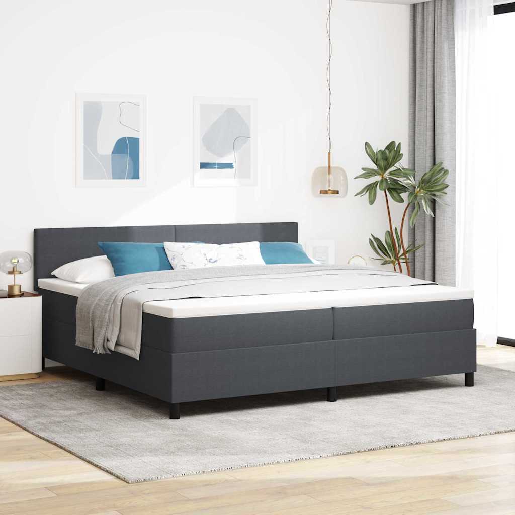 LED Boxspringbett 200x200 Dunkelgrau Cordstoff