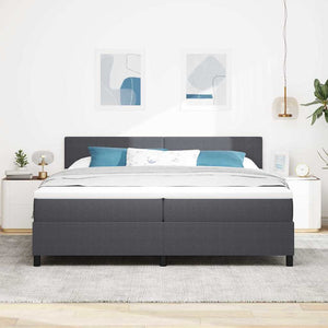LED Boxspringbett 200x200 Dunkelgrau Cordstoff