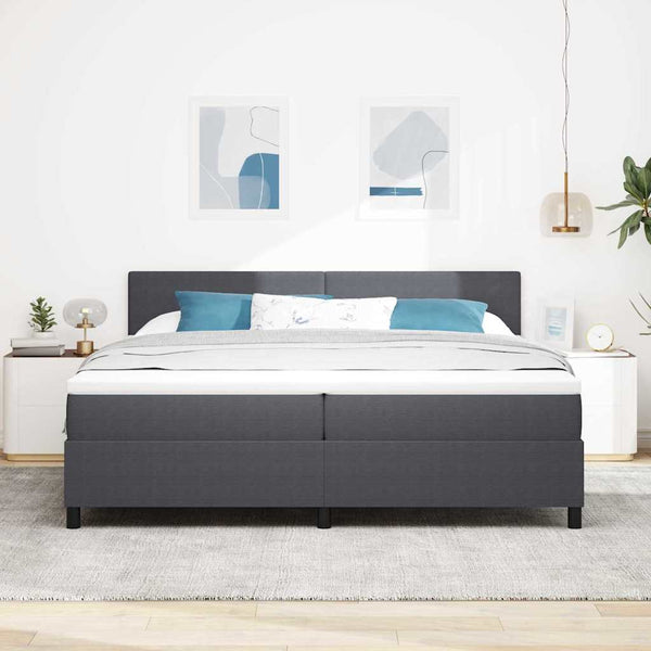 LED Boxspringbett 200x200 Dunkelgrau Cordstoff
