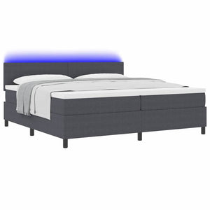 LED Boxspringbett 200x200 Dunkelgrau Cordstoff