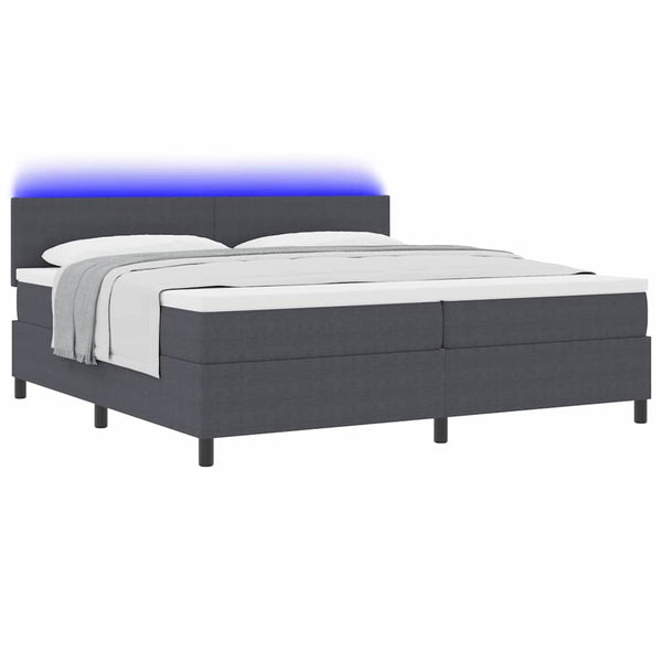 LED Boxspringbett 200x200 Dunkelgrau Cordstoff