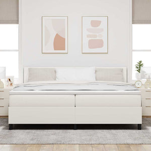 LED Boxspringbett 200x200 cm Creme-Weiß Cordstoff
