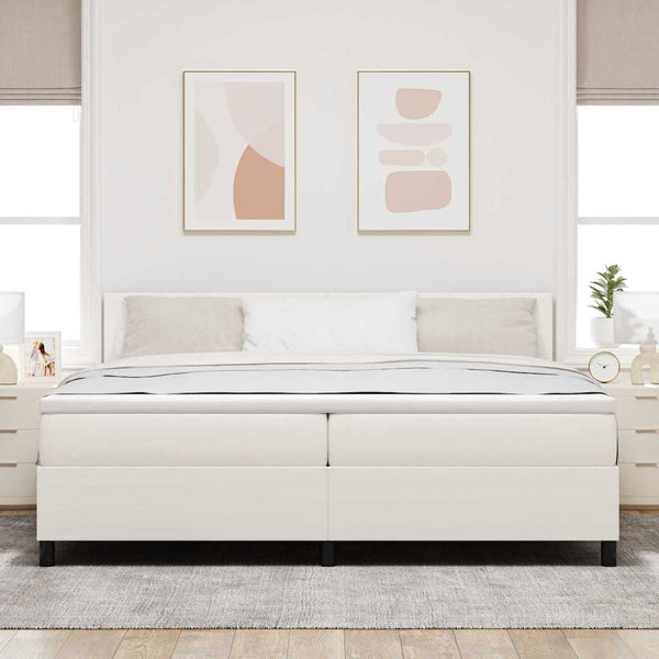 LED Boxspringbett 200x200 cm Creme-Weiß Cordstoff