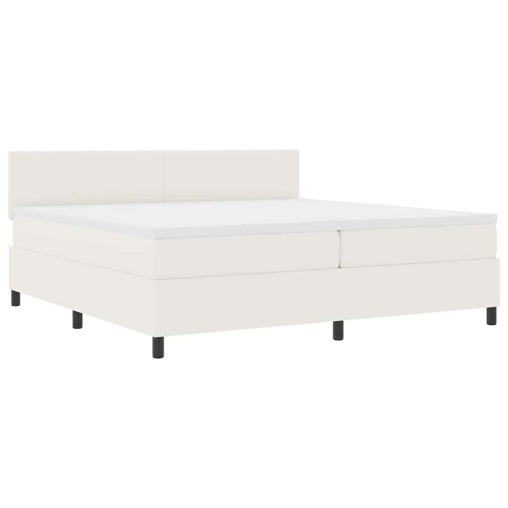 LED Boxspringbett 200x200 cm Creme-Weiß Cordstoff