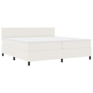 LED Boxspringbett 200x200 cm Creme-Weiß Cordstoff
