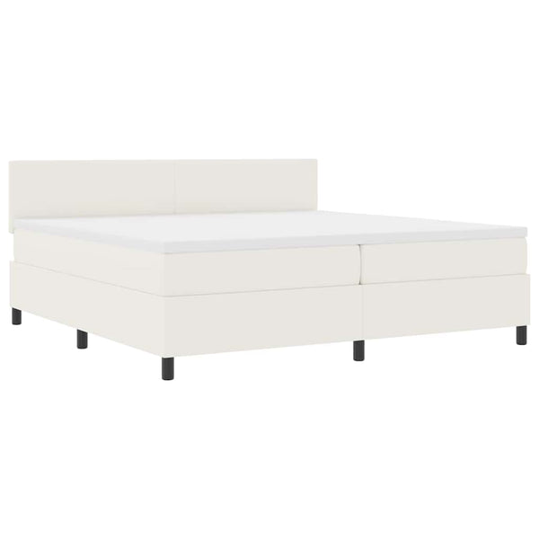 LED Boxspringbett 200x200 cm Creme-Weiß Cordstoff