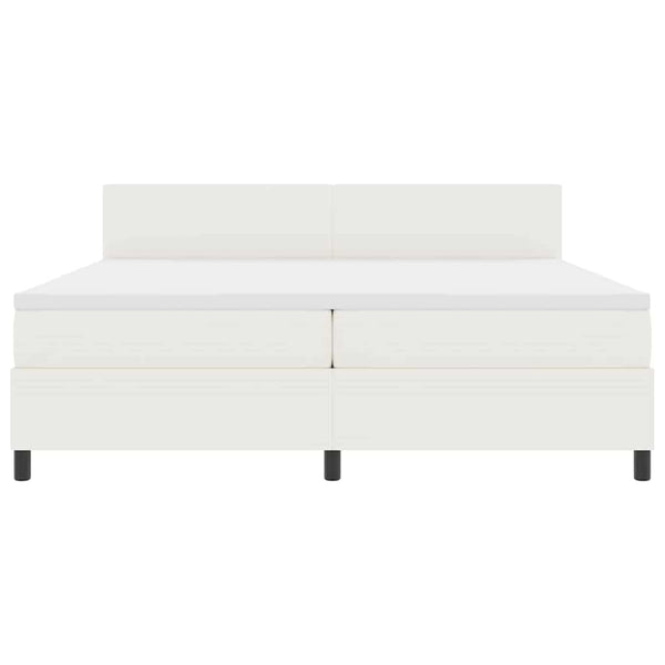 LED Boxspringbett 200x200 cm Creme-Weiß Cordstoff