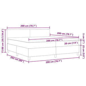 LED Boxspringbett 200x200 cm Creme-Weiß Cordstoff