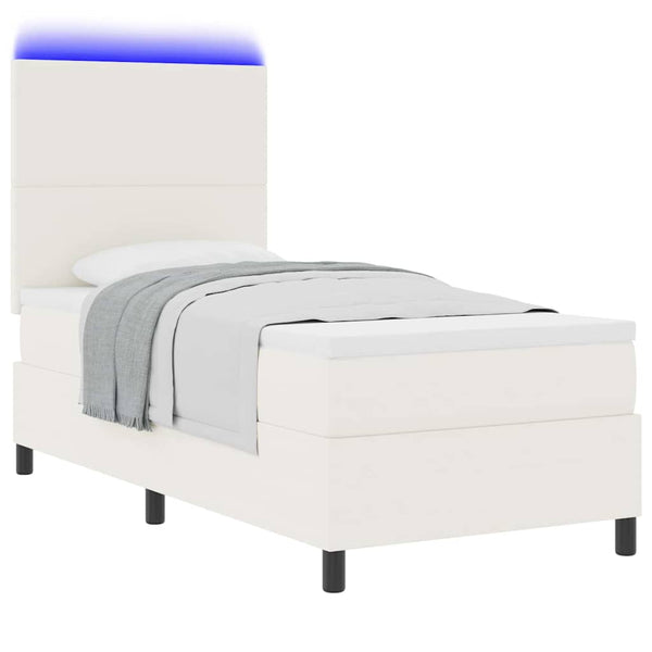 LED Boxspringbett 80x200 cm Creme/Weiß