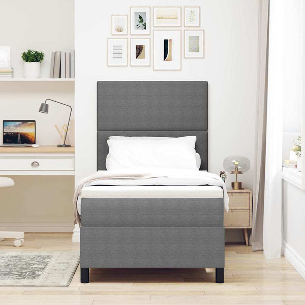 LED Boxspringbett Hellgrau 90x190 cm